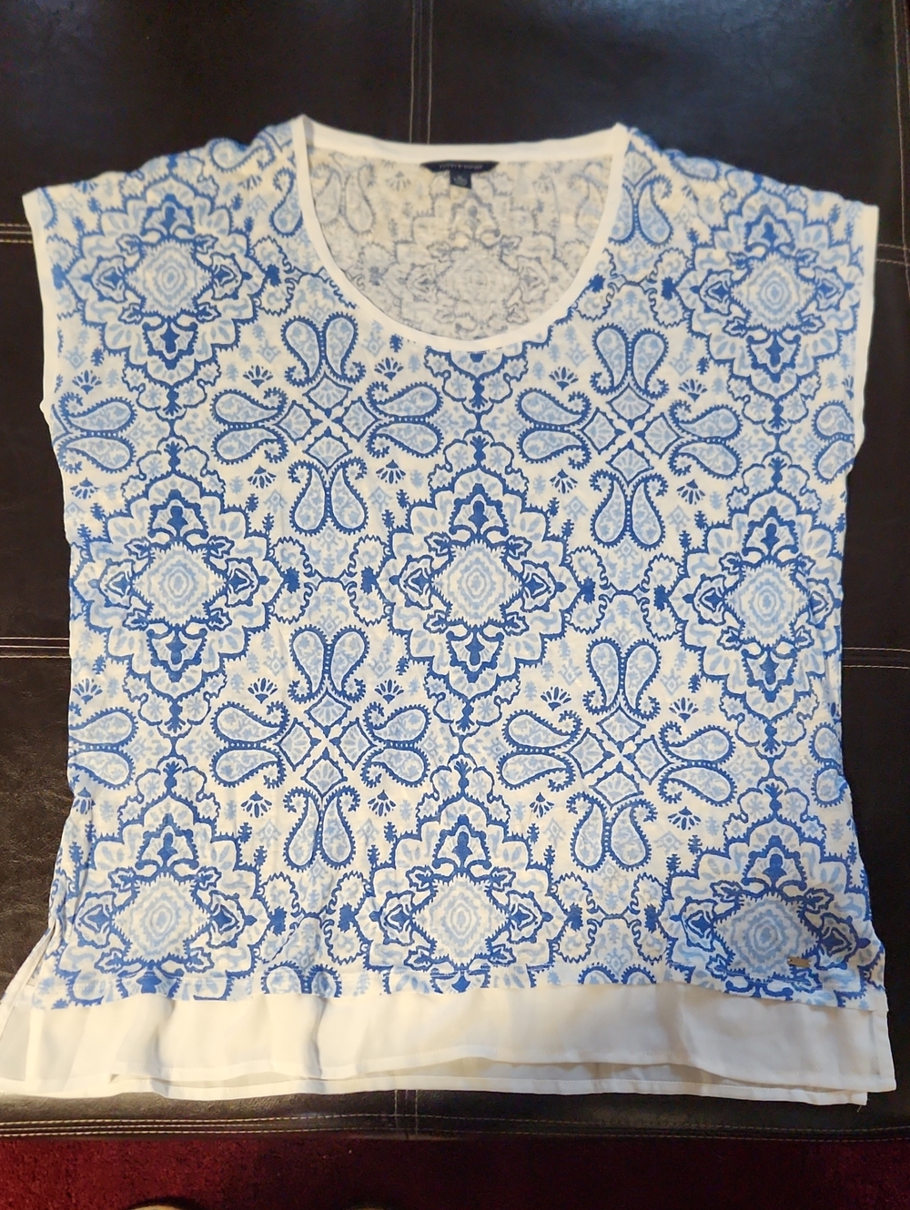 Tommy Hilfiger Blue & White Patterned Short Sleeve Tunic